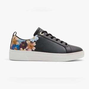 Ted Baker London Alison Black Leather Floral Lace-Up Sneakers Women's  10 NWOB